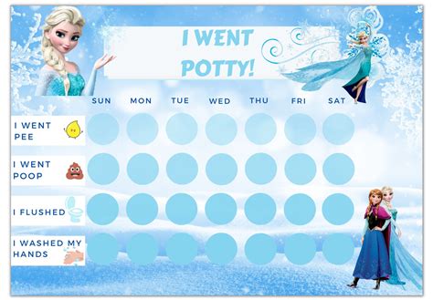 Frozen Potty Training Chart Printable, Toilet Training Chart, Toileting ...