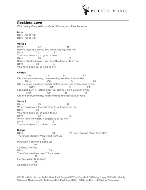 Chord-Chart_Cory-Asbury_Reckless-Love- Bethel Music