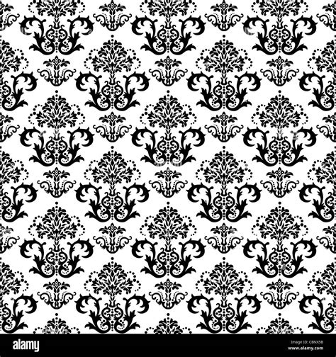 Seamless black and white floral gothic wallpaper pattern Stock Photo ...