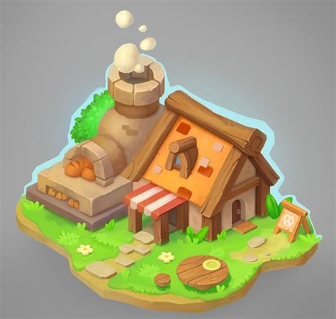 Stylized Cartoon House 2D Art