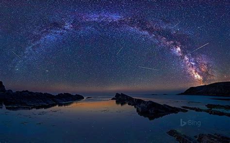 The Perseids over Sinemorets, Bulgaria. The meteor shower is visible ...