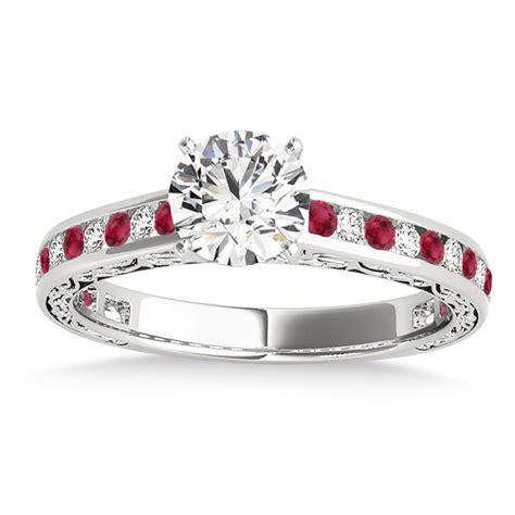 Ruby & Diamond Channel Set Engagement Ring 14k White Gold 0.42ct - NG4313