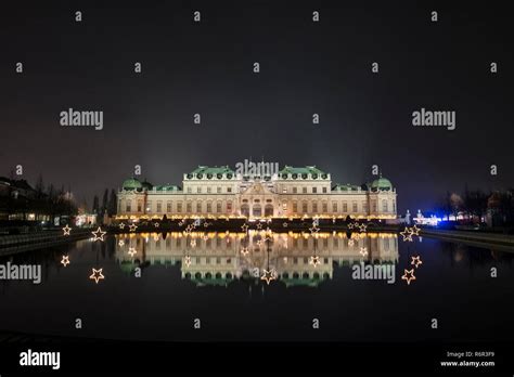 Belvedere castle with christmas lights at night hi-res stock ...