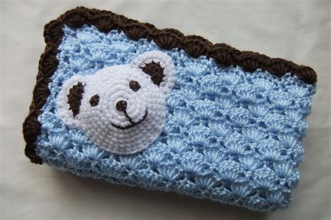 Baby Boy Blanket Crochet baby blanket Blue/Chocolate Polar