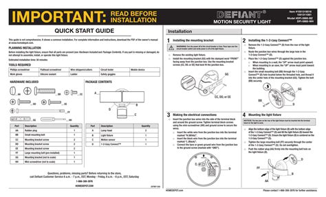 Defiant 180 Degree White Outdoor Led Motion Security Light Instructions ...