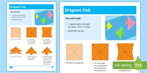 Origami Paper Fish Craft Instructions (teacher made)