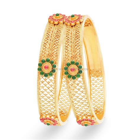 Gold Bangle (Kangan) Designs with Price and Weight ~ South India Jewels