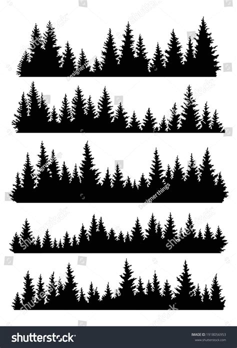 Set Fir Trees Silhouettes Coniferous Spruce Stock Vector (Royalty Free ...