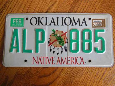 OKLAHOMA Native America license plate 2009