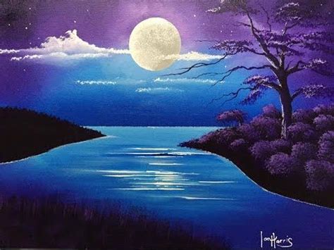 acrylic moon over lake - YouTube | Landscape drawings, Landscape ...