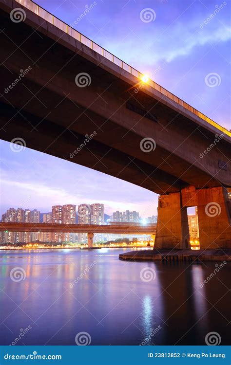 Bridge at sunset stock photo. Image of china, lamp, orange - 23812852