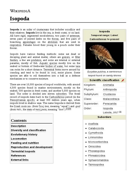 Isopoda: Temporal Range: Latest Carboniferous To Present | PDF ...