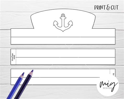 Sailor Hat Paper Crown COLOR YOUR OWN - Printable, party, pdf, print ...