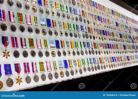 Close Up Shot of Various War Medals on Display Editorial Stock Image ...