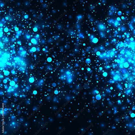 Vector blue glowing light glitter abstract background. Magic glow light ...