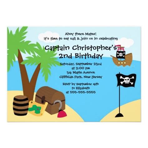 Cute Ahoy Mates Pirate Birthday Party Invitations