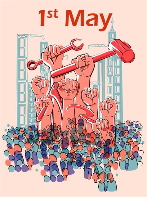 Download 1 May international workers labor day poster hand drawn vector ...