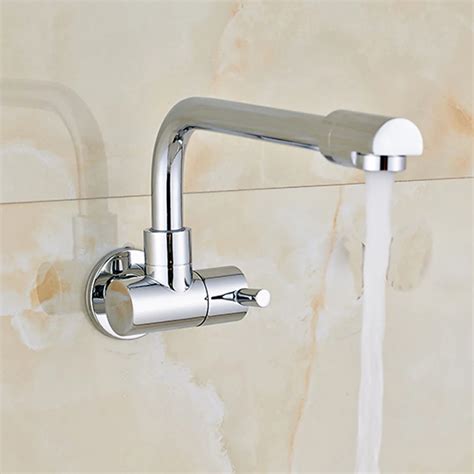 Chrome Finished Wall Mount Bathtub Faucet Single Handle Single Cold ...