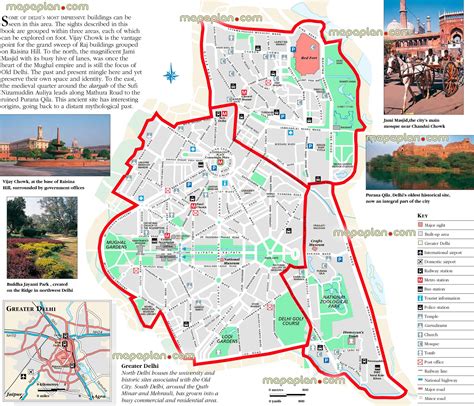 Delhi map - New & Old Delhi English photo image guide with ...