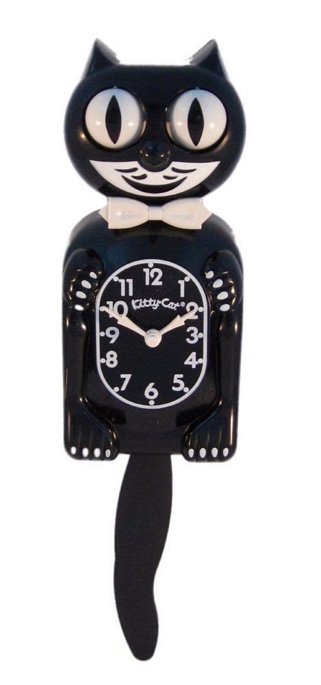 Classic Vintage Retro Kitty-Cat Klock 12 3/4" Black Boy Clock Rolling ...