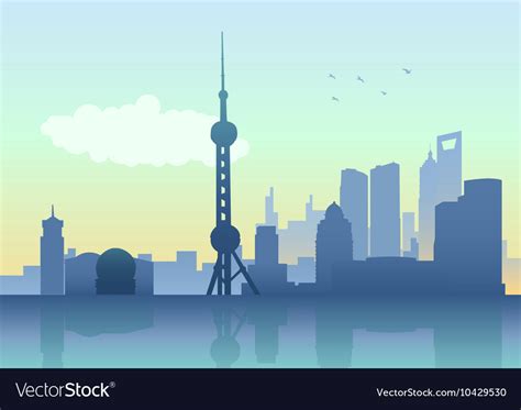 Silhouette of shanghai skyline Royalty Free Vector Image