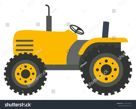 Cartoon Bright Yellow Tractor Combine Harvester Stock Vector (Royalty ...