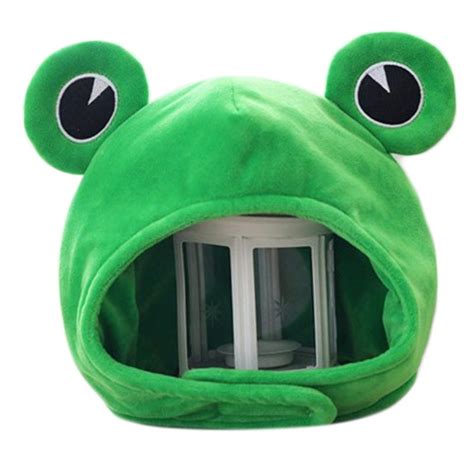 Funny Big Frog Eyes Cartoon Plush Hat Toy Green Headgear Cap Cosplay ...