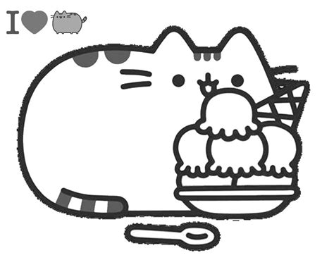 Dibujos de Pusheen Con Helado para Colorear para Colorear, Pintar e ...