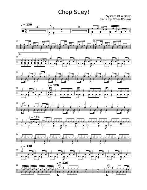 Chop Suey! by System Of A Down - Drums Sheet music for Drum Group (Solo ...