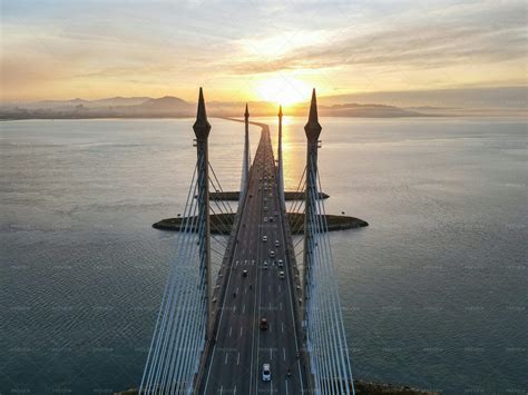 Aerial View Of Penang Bridge - Stock Photos | Motion Array