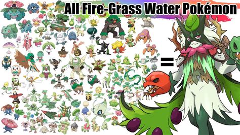 All Grass - Fire - Water Type Pokémon Fusion by Region | 2023 Drawing ...