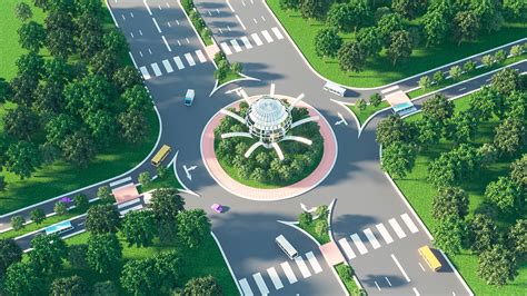 Road design roundabout 3D - TurboSquid 1598905