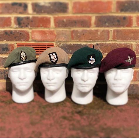 Berets of the UKSFs from left SRR, SAS, SBS and UKSF 1 para. : r/UKSF