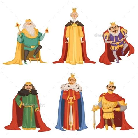 Cartoon Characters of Kings in Different Poses