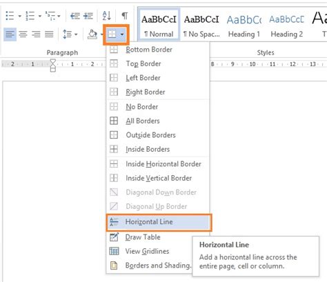 How To Draw Horizontal/Vertical Line In Microsoft Office Word 2013 ...