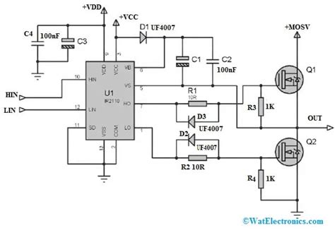 IR2110 MOSFET Driver : PinOut, Datasheet, Circuit, Working