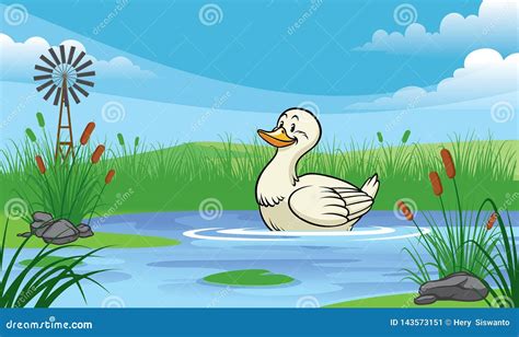 Duck In A Pond. Royalty-Free Stock Photo | CartoonDealer.com #83937189