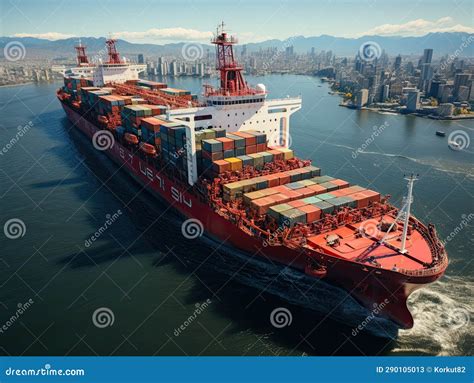 Aerial view of Cargo ship stock illustration. Illustration of dock ...