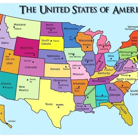 United States Map With States And Capitals Printable