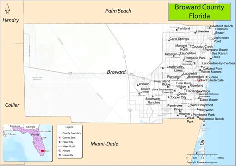 Broward County Map, Florida, USA | Check Major Cities & Towns, County ...