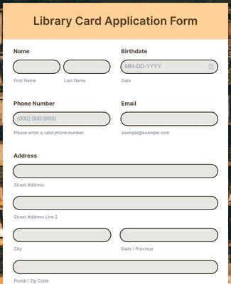 Library Card Application Form Template | JotForm