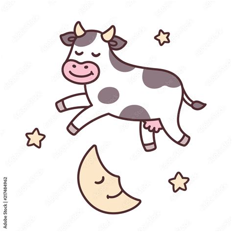 Cow jumping over moon Stock Vector | Adobe Stock