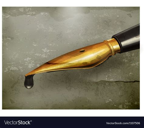 Gold ink pen old-style Royalty Free Vector Image