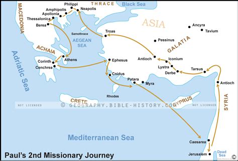 Acts Pauls Second Missionary Journey - Basic Map (72 DPI) 1-Year ...