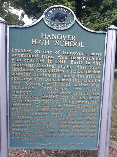 Hanover High School / Hanover-Horton Schools Historical Marker