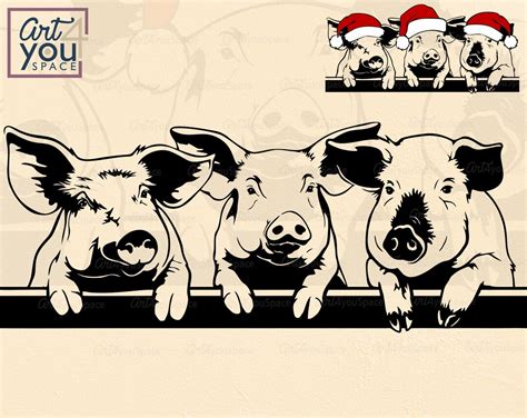 Funny Pigs Svg, Peeking Farm Animals Cricut Clipart, Swine Piggy Swork ...