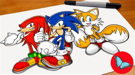 Drawing Sonic, Knuckles and Tails From Sonic The Hedgehog 2