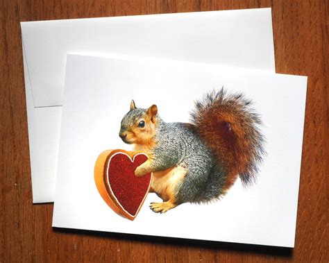 Squirrel With Candy Box Valentine's Day Card Squirrel - Etsy