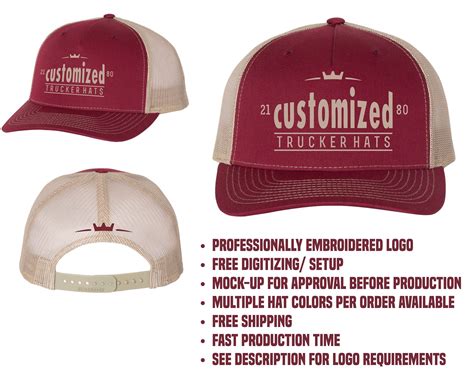 Custom Logo Richardson 112FP Hats Custom Embroidered Logo | Etsy