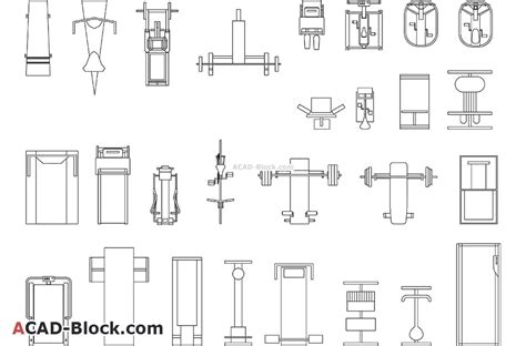 CAD Gym Equipment in Plan DWG - Free CAD Blocks